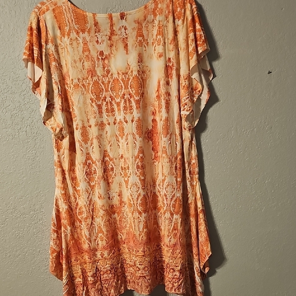 ONE WORLD Orange Asymmetrical Embellished Tunic - Picture 6 of 6